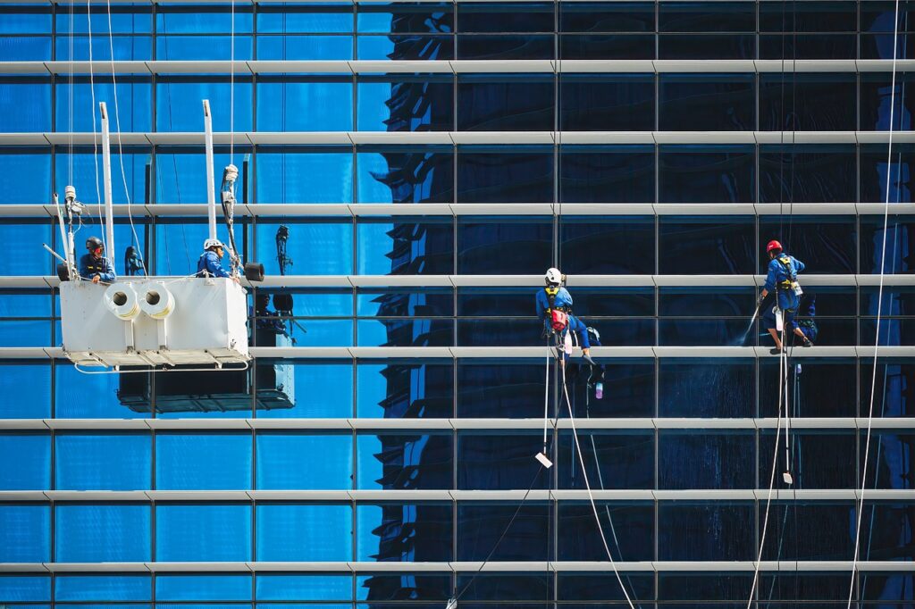 workers, windows, building, cleaners, cleaning, service, maintenance, crane cradle, glass, reflection, high-rise building, skyscraper, urban, city, workers, workers, cleaning, cleaning, cleaning, cleaning, cleaning, service, maintenance, maintenance, maintenance